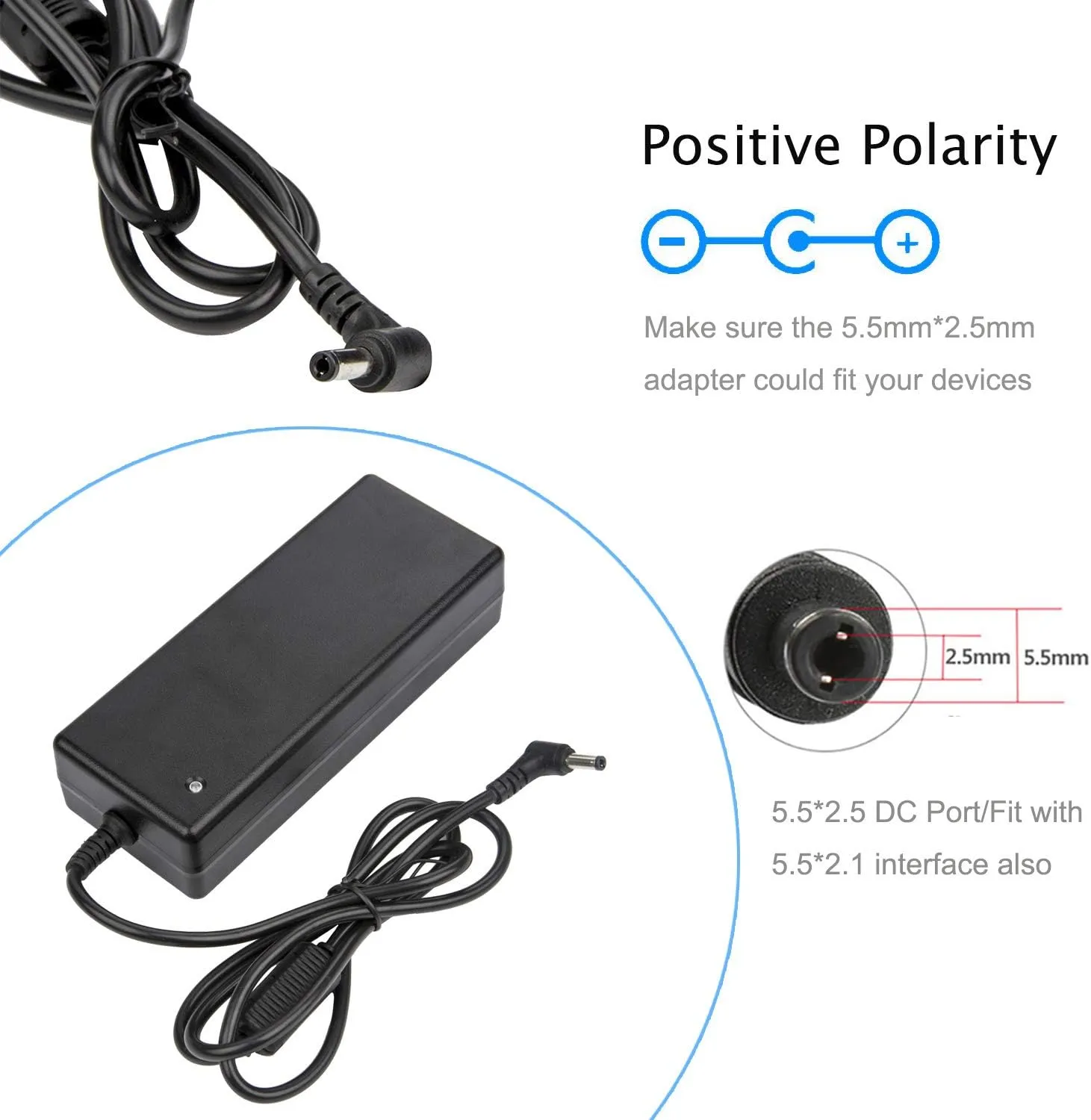 12V 10A Power Suppy, CFSadapter AC 100-240V to DC 12V 10A Switching Power Supply Adapter Charger with 5.5mm x 2.5mm DC Plug for LED Strips Lighting CCTV Camera