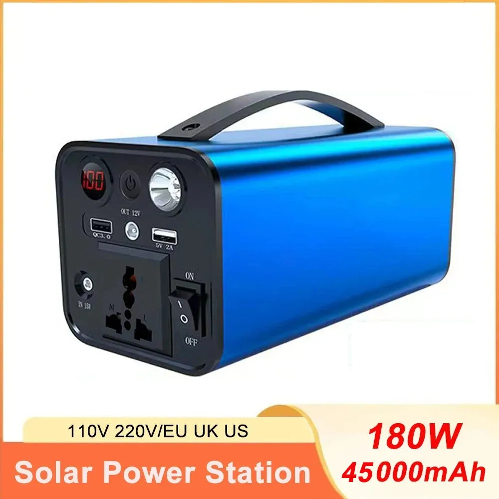 180W 45000mAh Mobile Power Station Solar Generator 110V 220V  Portable Power Bank Power Plant Fast Charging For Outdoor Camping