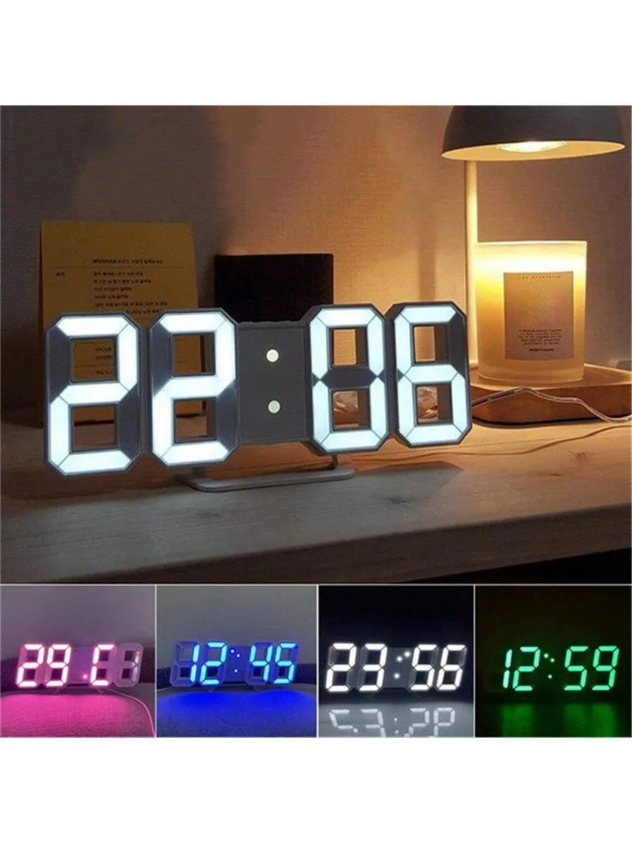 1pc 3D LED Digital Clock, Bedroom LED Clock For Home Decor