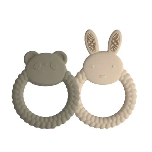 2 PCS New Panda Rabbit Teether Baby Teething Toy Soothing Biting Le