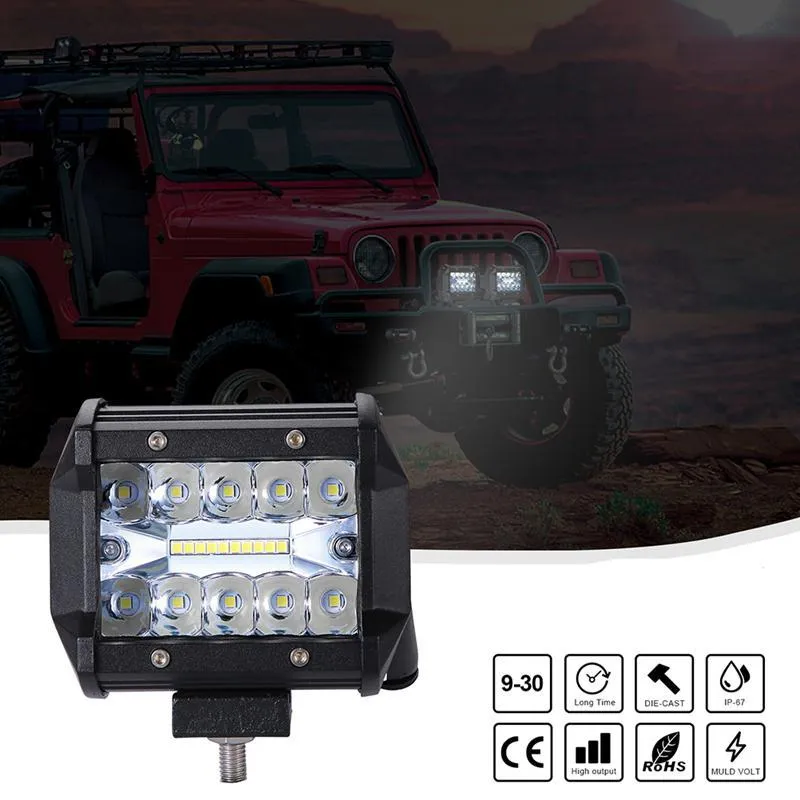 200W 4INCH LED Waterproof Work Light LED Light Bars Spot Flood Beam for ffroad Boat Tractor Truck