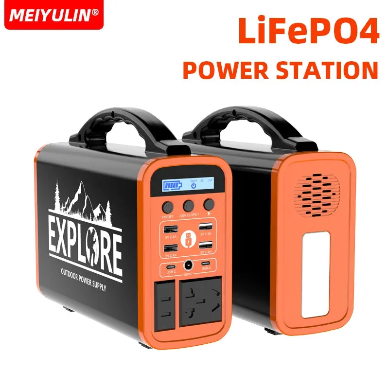 220V 400W Portable LiFePO4 Power Station 60000mAh Solar Generator USB AC DC Emergency External Spare Battery For Outdoor Camping