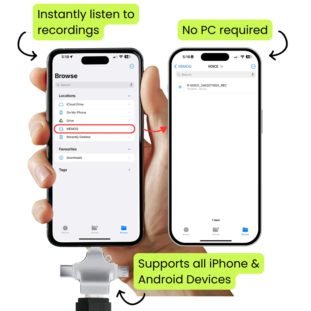 3-in-1 OTG USB 3.0 Adaptor - Connect Spy Devices to iPhone & Android