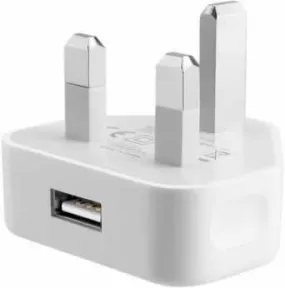 3-Pin 1 Amp USB Mains Wall Charger