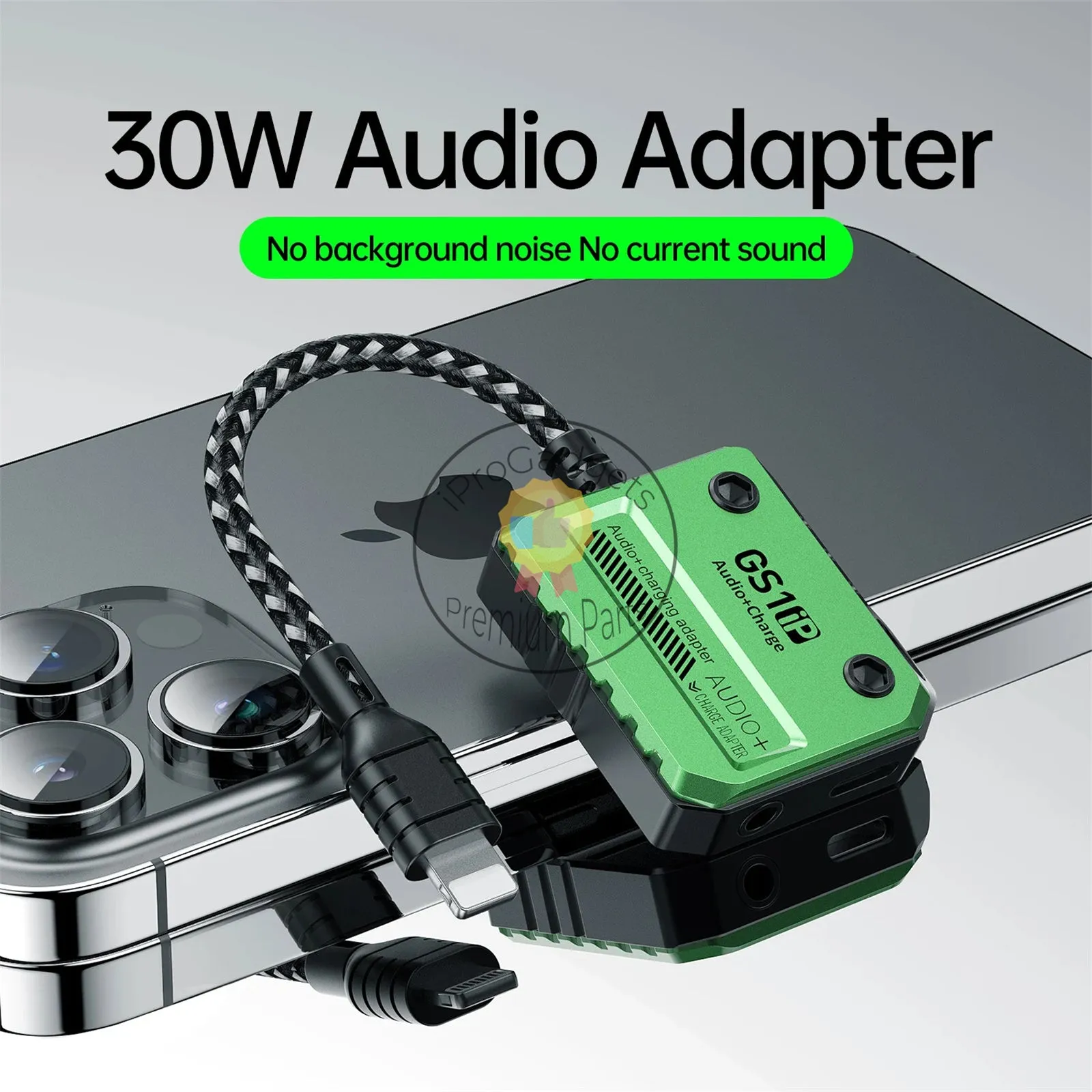 30W Adapter Plextone GS1 2-in-1 Light Ning Charger to 3.5mm Headphone Music Jack Earphones Hi-Res PD Fast Charge Adapter