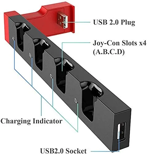 4 in1 LED Charger Station for Nintendo Switch Joy-con (4x)