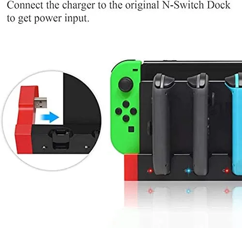 4 in1 LED Charger Station for Nintendo Switch Joy-con (4x)