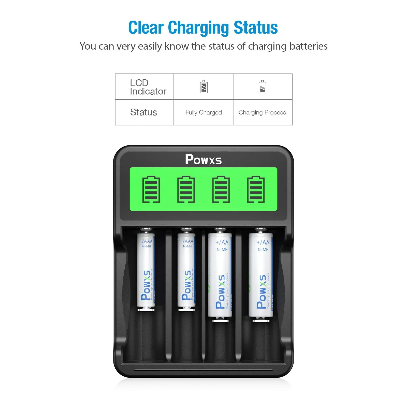 4 Slots Universal Battery Charger and 4 Pcs 14500 Li-ion Batteries Combo