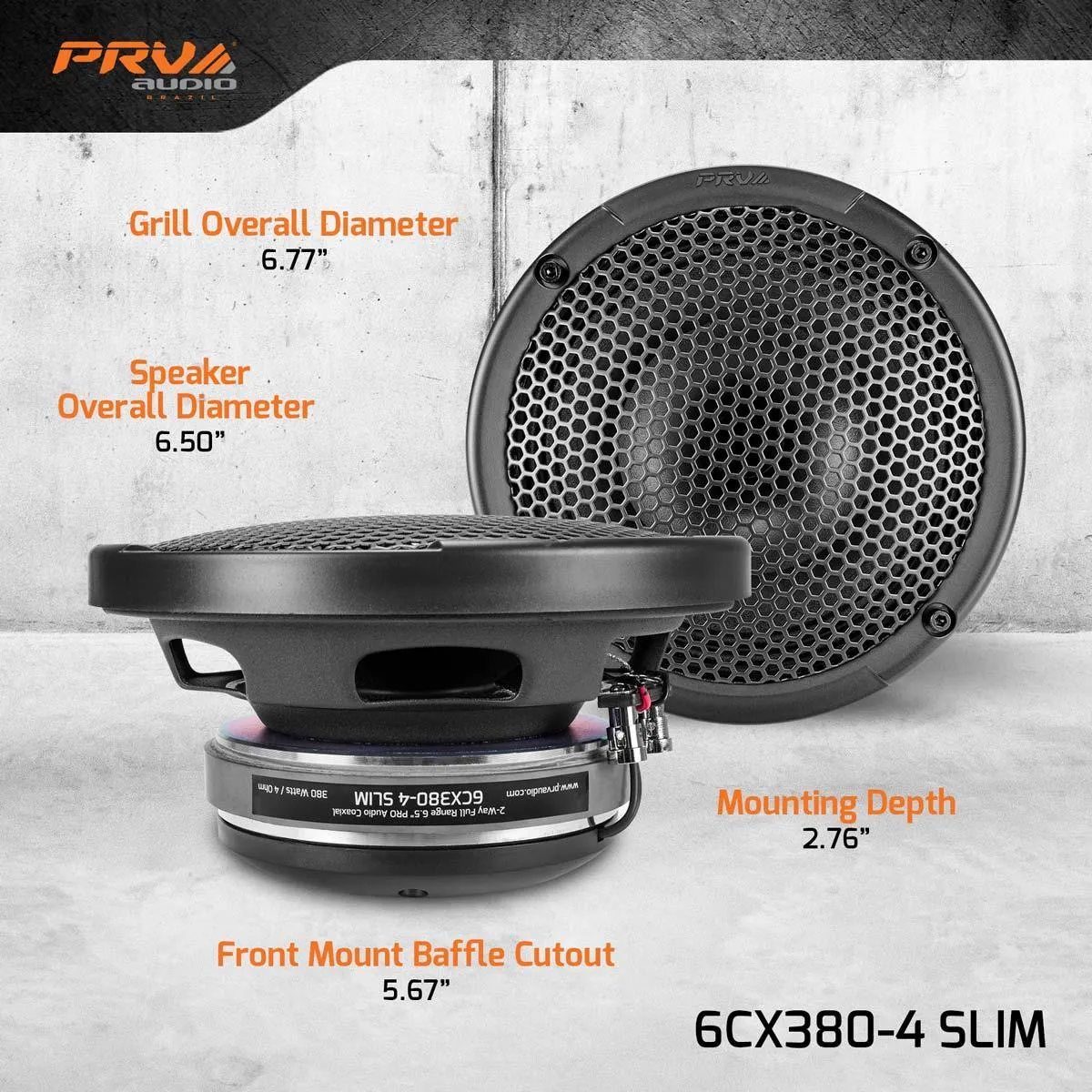 4 x PRV Audio 6CX380-4 SLIM 2-Way Full range 6.5" Pro Audio Coaxial