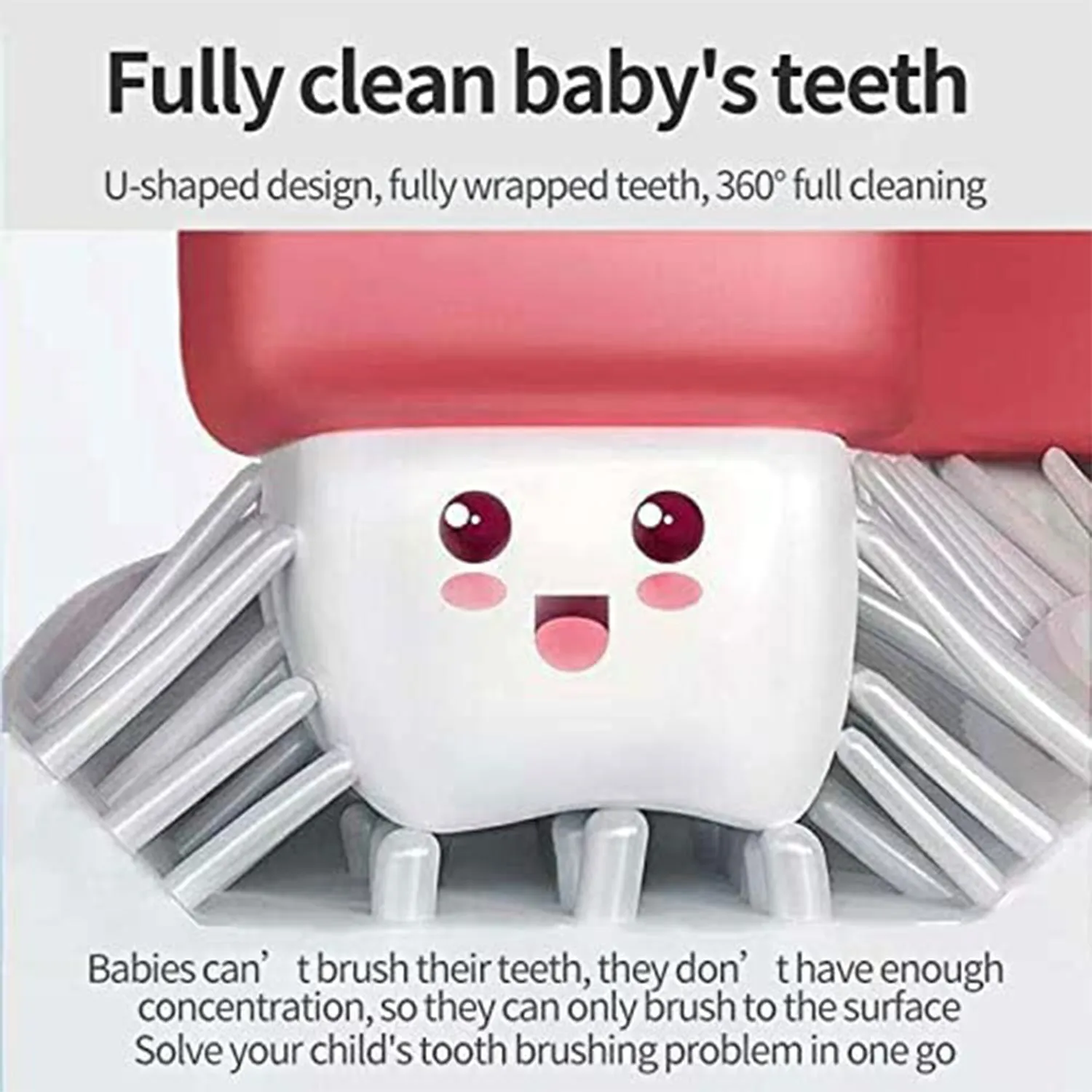 4002 U Shaped Toothbrush for Kids, 2-6 Years Kids Baby Infant Toothbrush, Food Grade Ultra Soft Silicone Brush Head