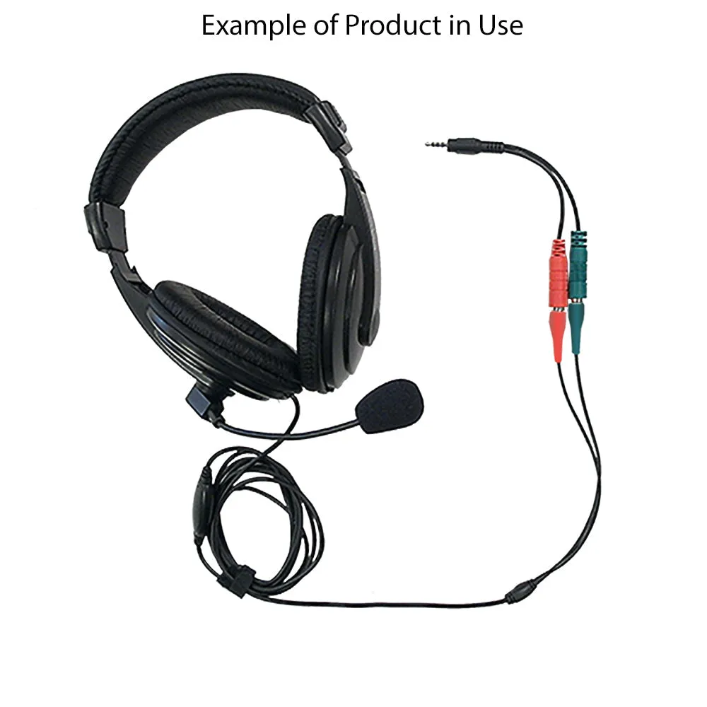 6 inch 3.5mm 4C Male to 2x 3.5mm Female (headphones/mic) Adapter