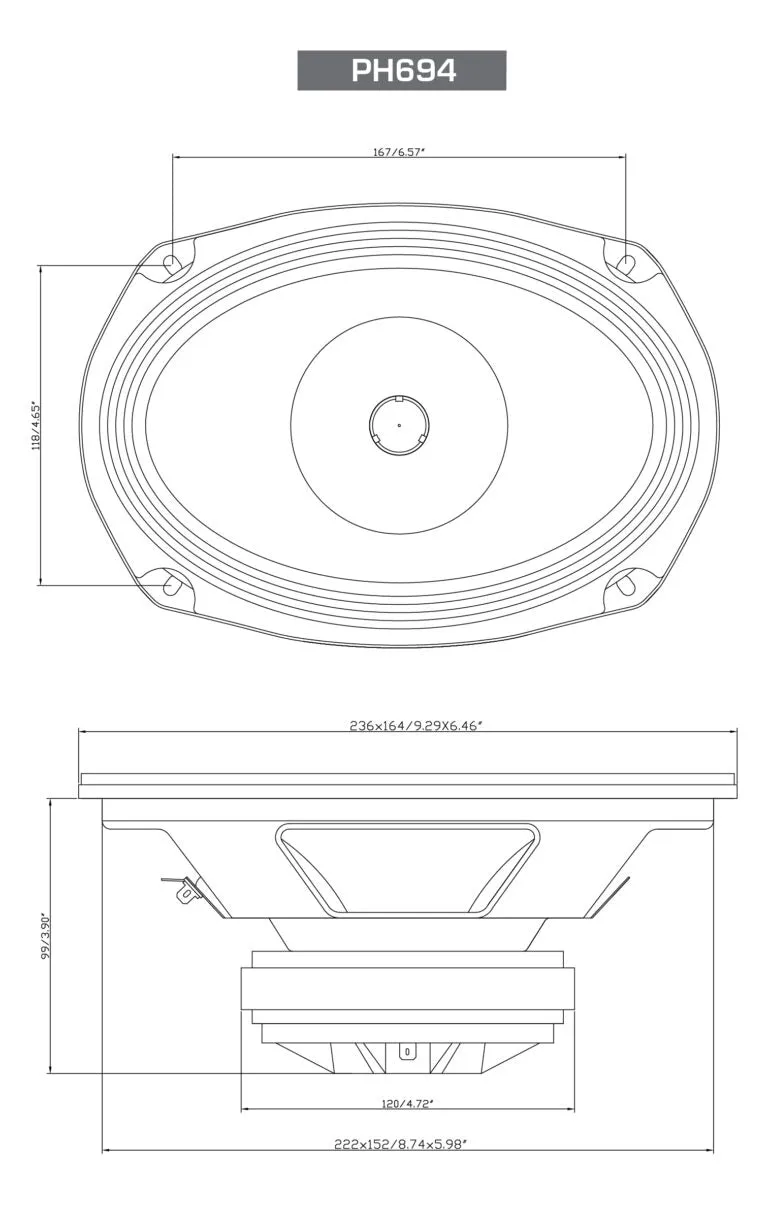 6"x9" Pro Full-Range Coax Horn Speakers 4Ω - PH694