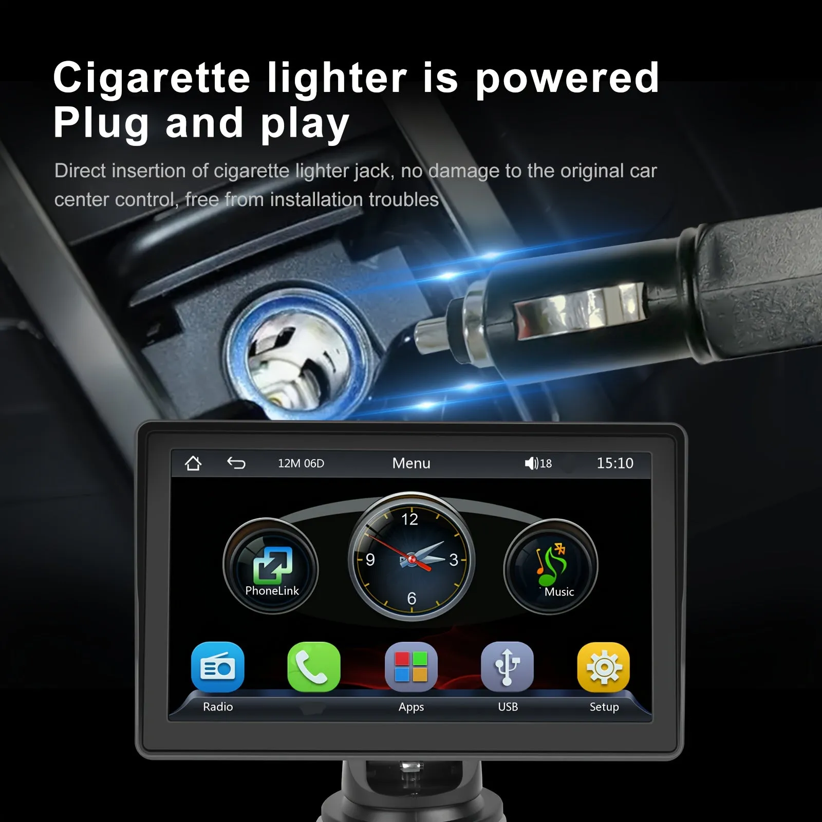 7 Inch HD Portable Wireless ios Carplayer and Android Auto Screen