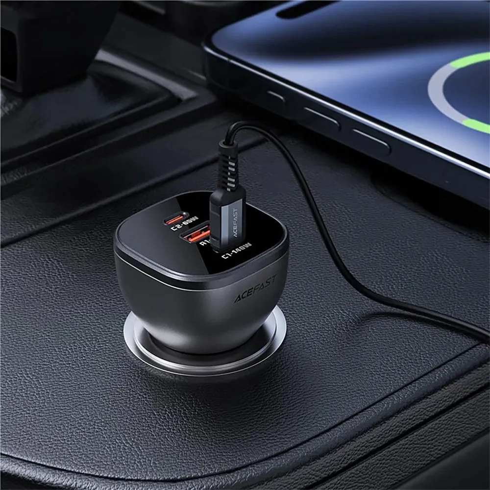 Acefast B14 165W (2*USB-C USB-A) 3-Port Car Charger Black