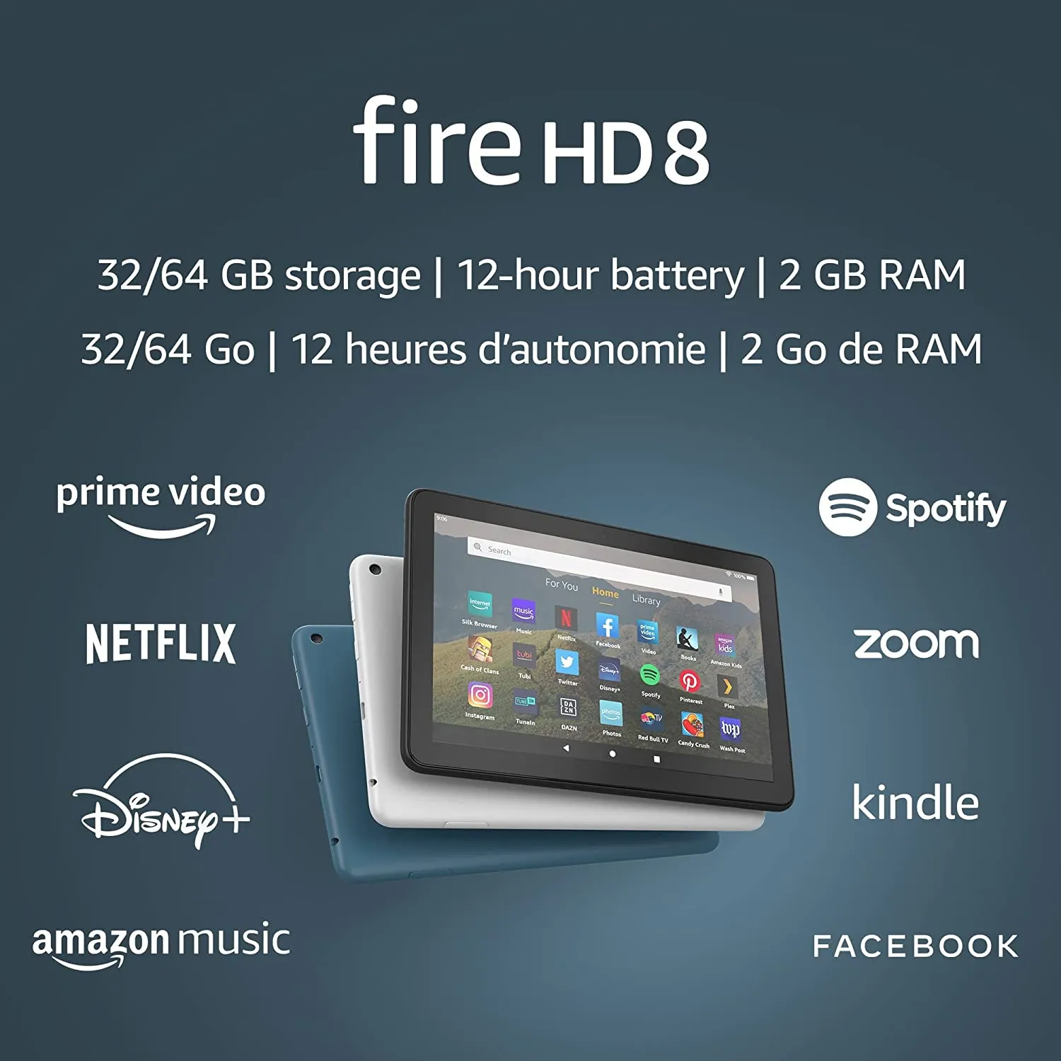 Amazon Fire HD 8 tablet, 8" Amazon Fire HD Tablet , 8" Display, 32 GB, designed for portable entertainment, Black