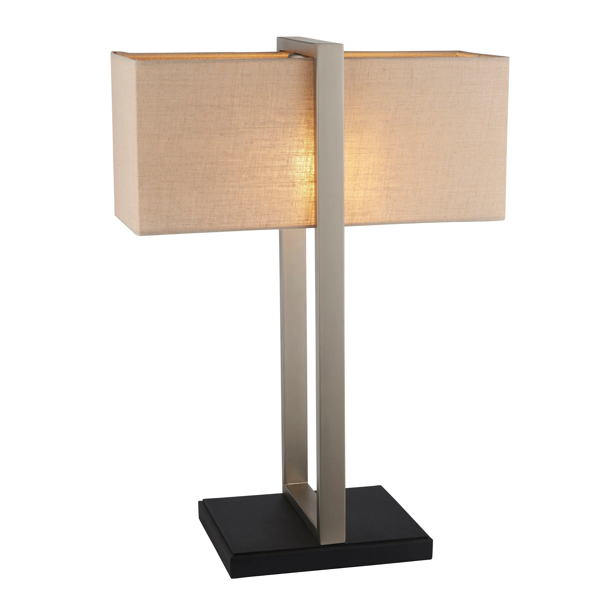 Amos Station Table Lamp Satin Nickel with Shade