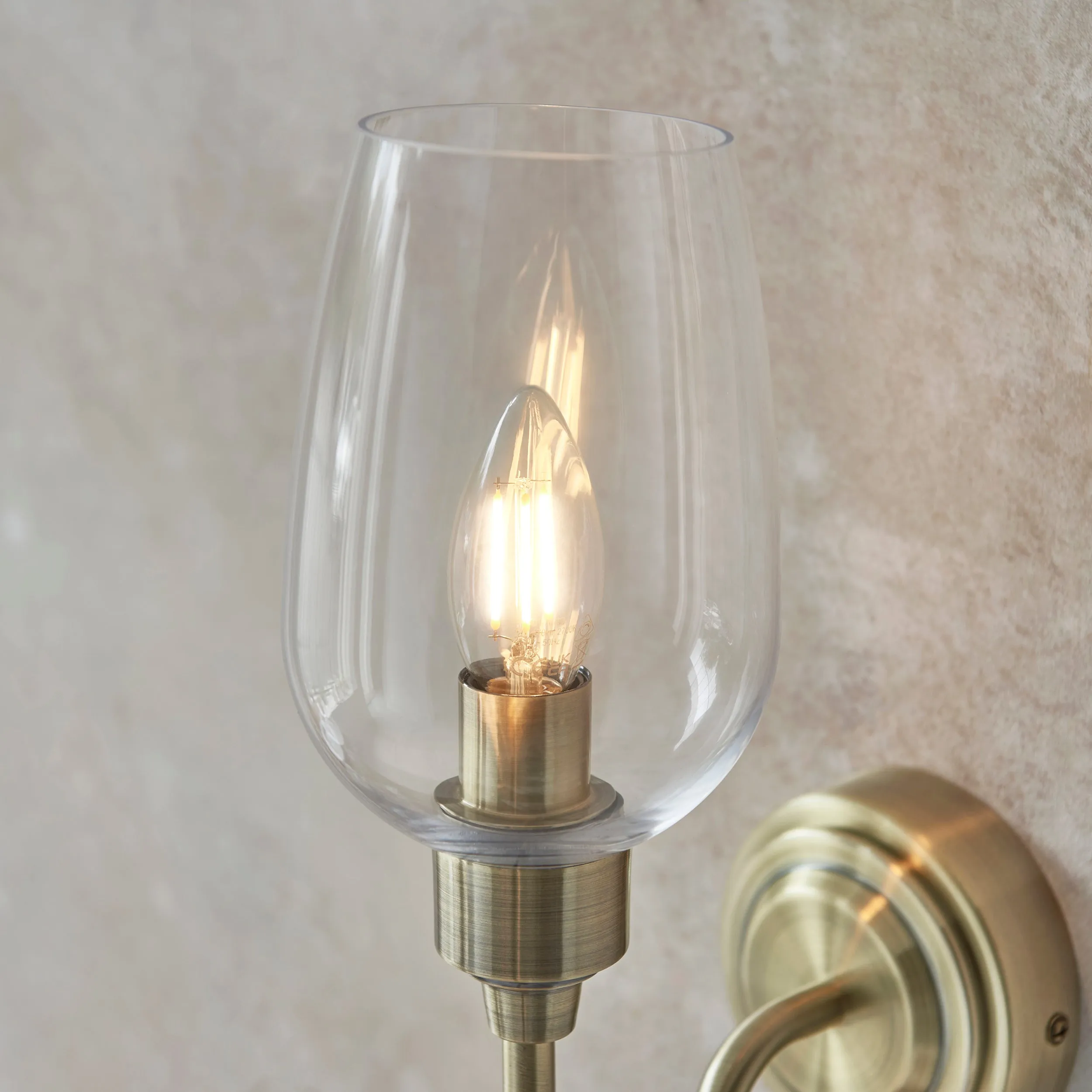 Amos Turret Single Wall Light Antique Brass