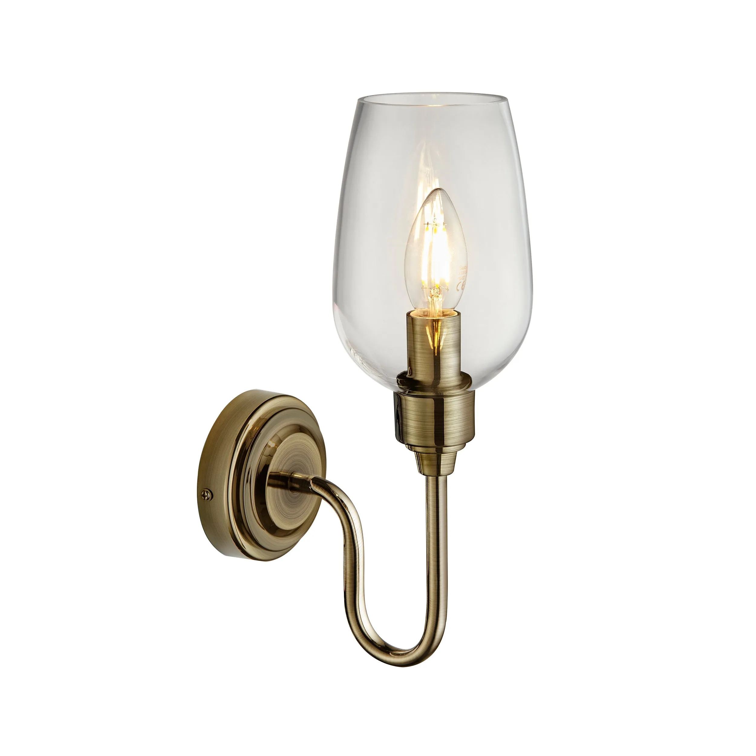 Amos Turret Single Wall Light Antique Brass