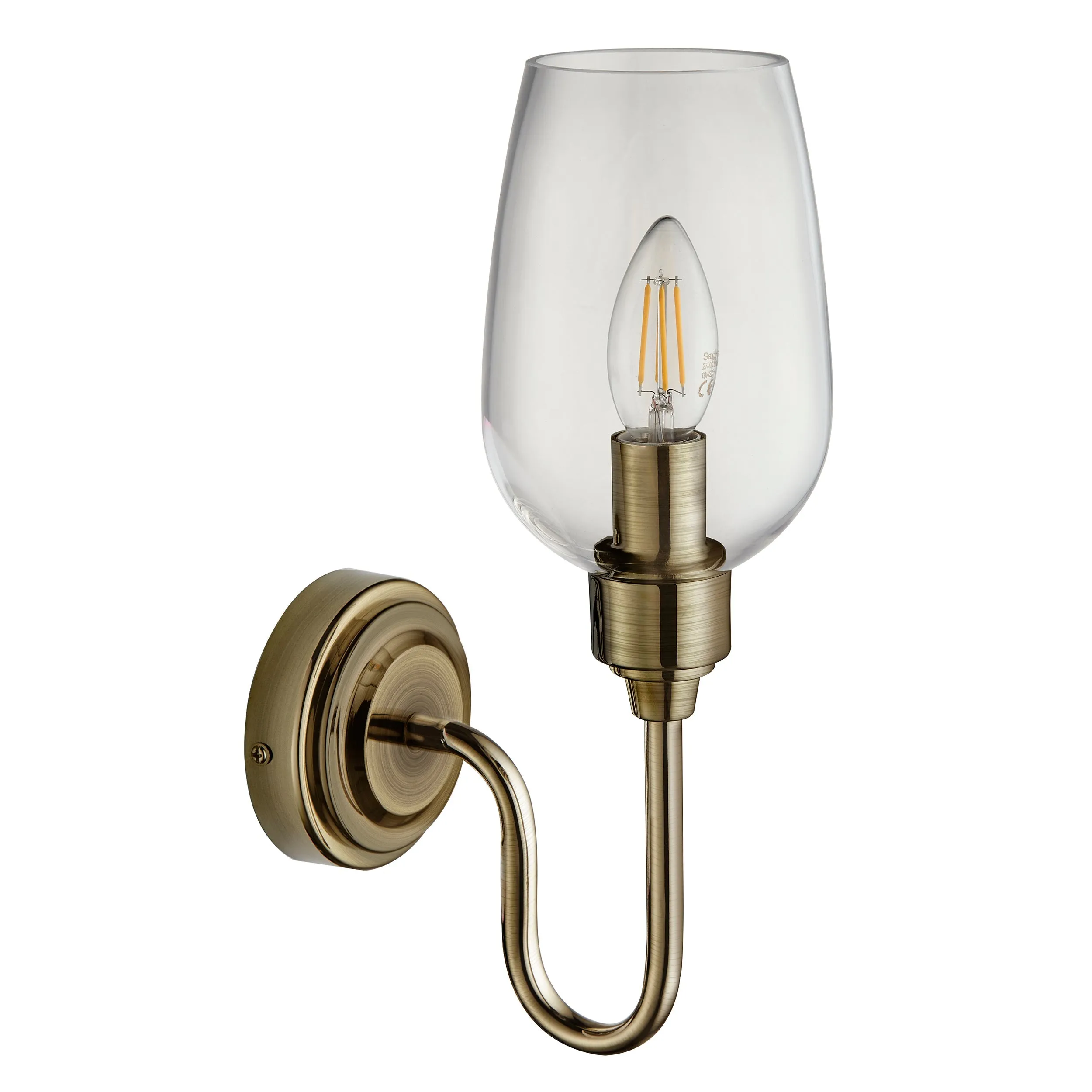 Amos Turret Single Wall Light Antique Brass