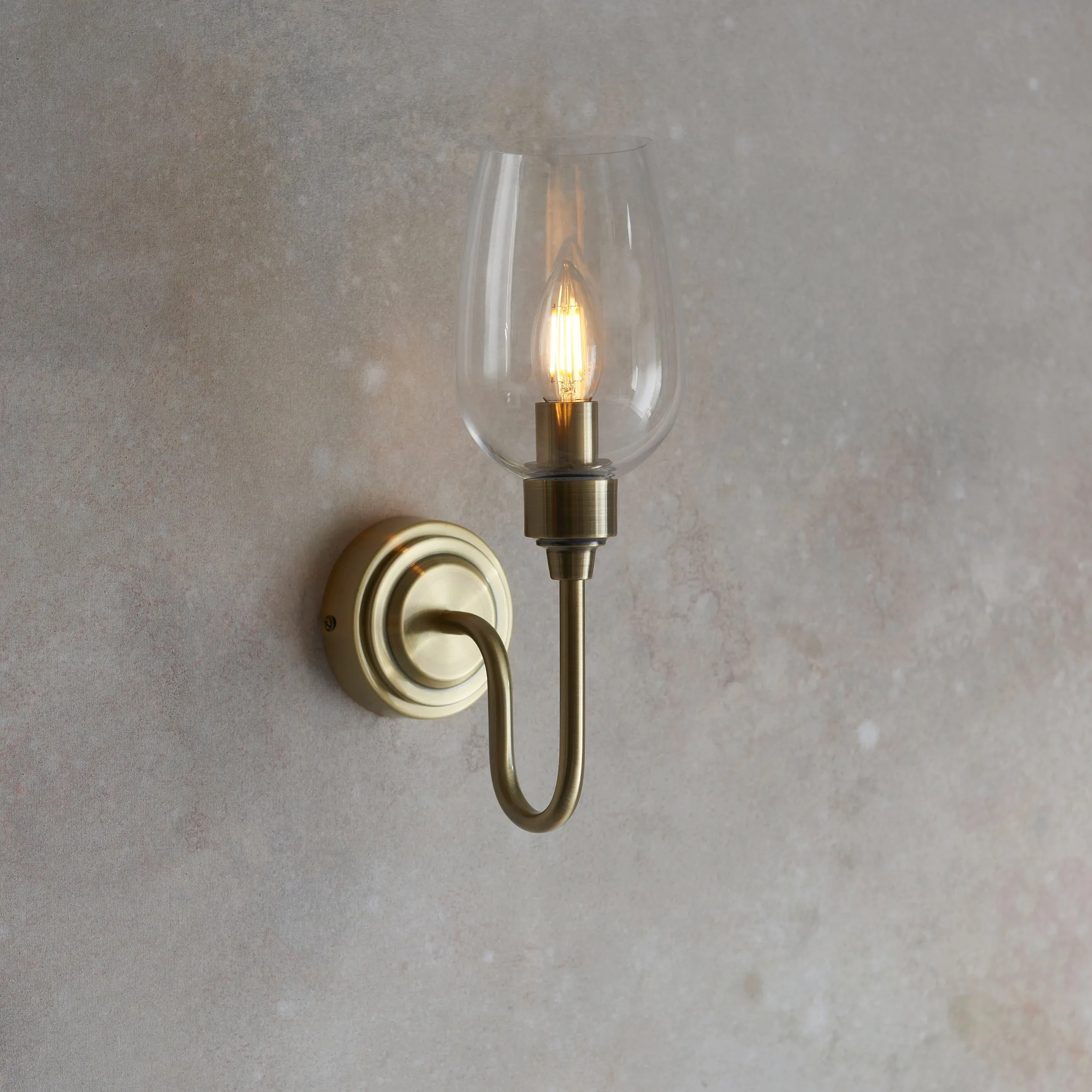 Amos Turret Single Wall Light Antique Brass