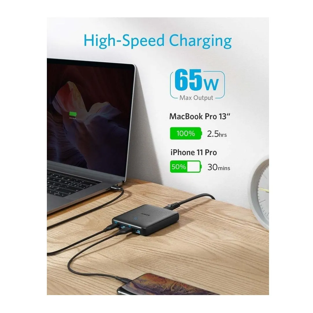 Anker 1port USB-C PD(45W)   3ports USB(20W) PowerPort Atom III (A2045K11) Wall Charger