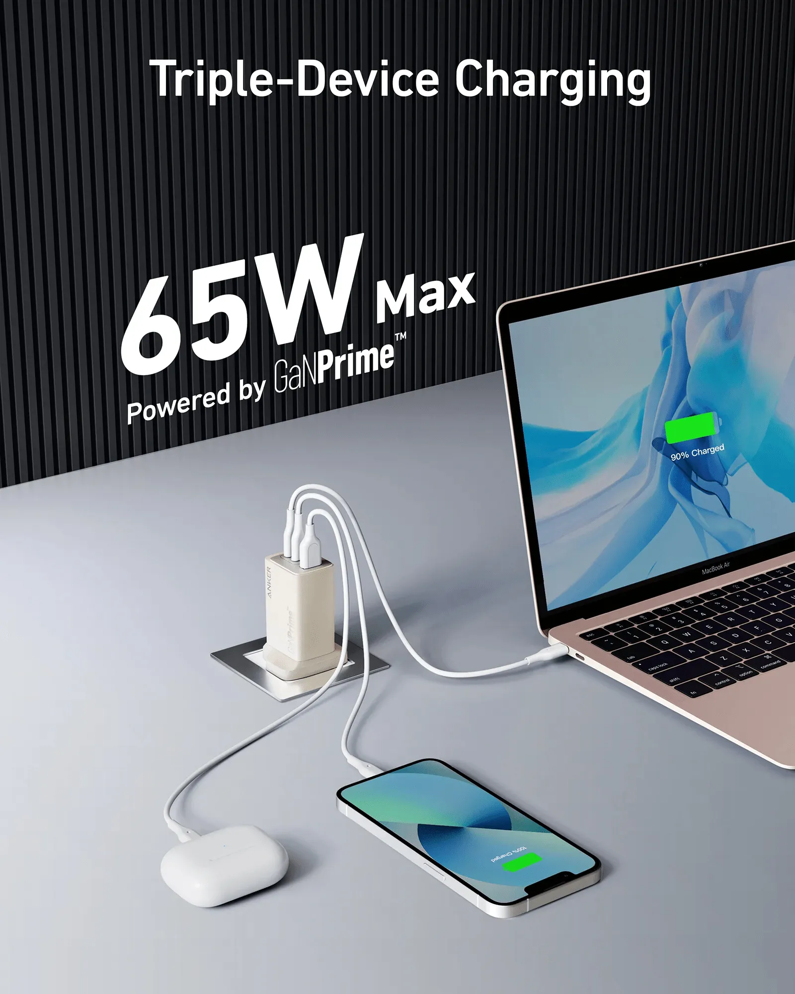 Anker 735 3 Ports Wall Charger (GaNPrime 65W) - A2668