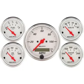 Auto Meter Arctic White Street Rod Kit - Includes 3-1/8 in. 120 MPH Electric Speedometer