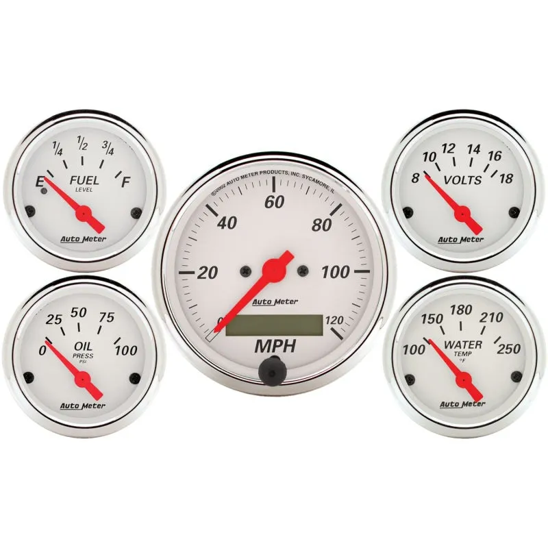 Auto Meter Arctic White Street Rod Kit - Includes 3-1/8 in. 120 MPH Electric Speedometer