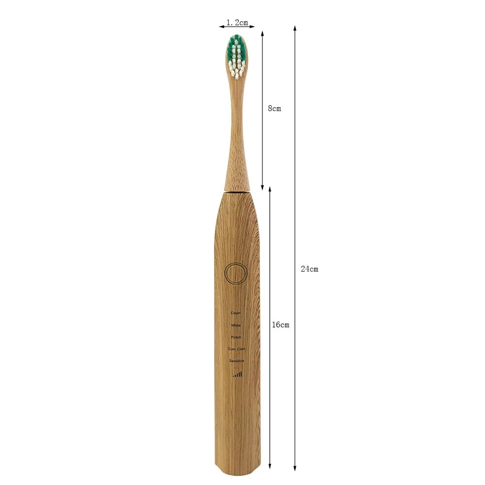 Bamboo Electric Toothbrush with Nylon Bristles (USB or wireless charging)