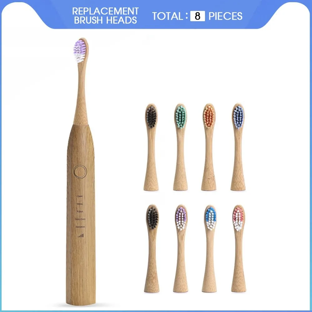 Bamboo Electric Toothbrush with Nylon Bristles (USB or wireless charging)