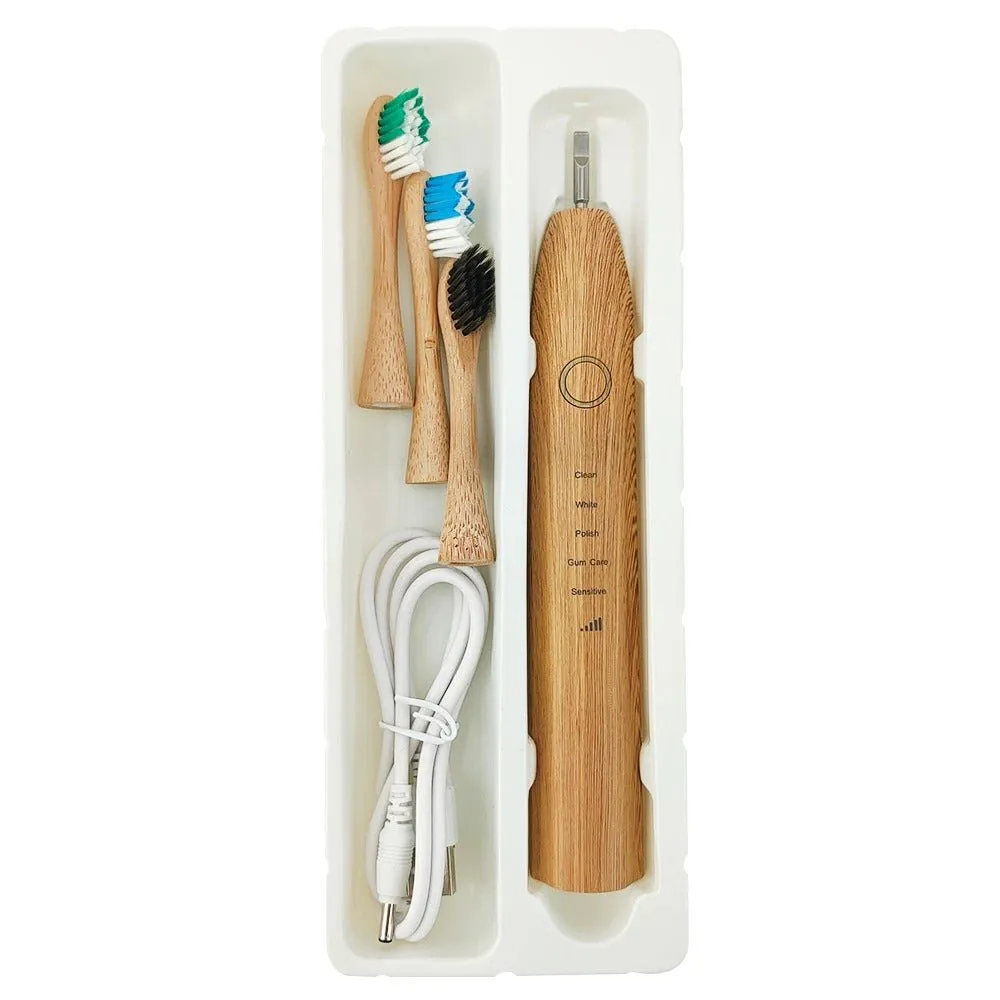 Bamboo Electric Toothbrush with Nylon Bristles (USB or wireless charging)