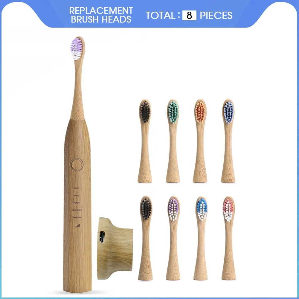 Bamboo Electric Toothbrush with Nylon Bristles (USB or wireless charging)