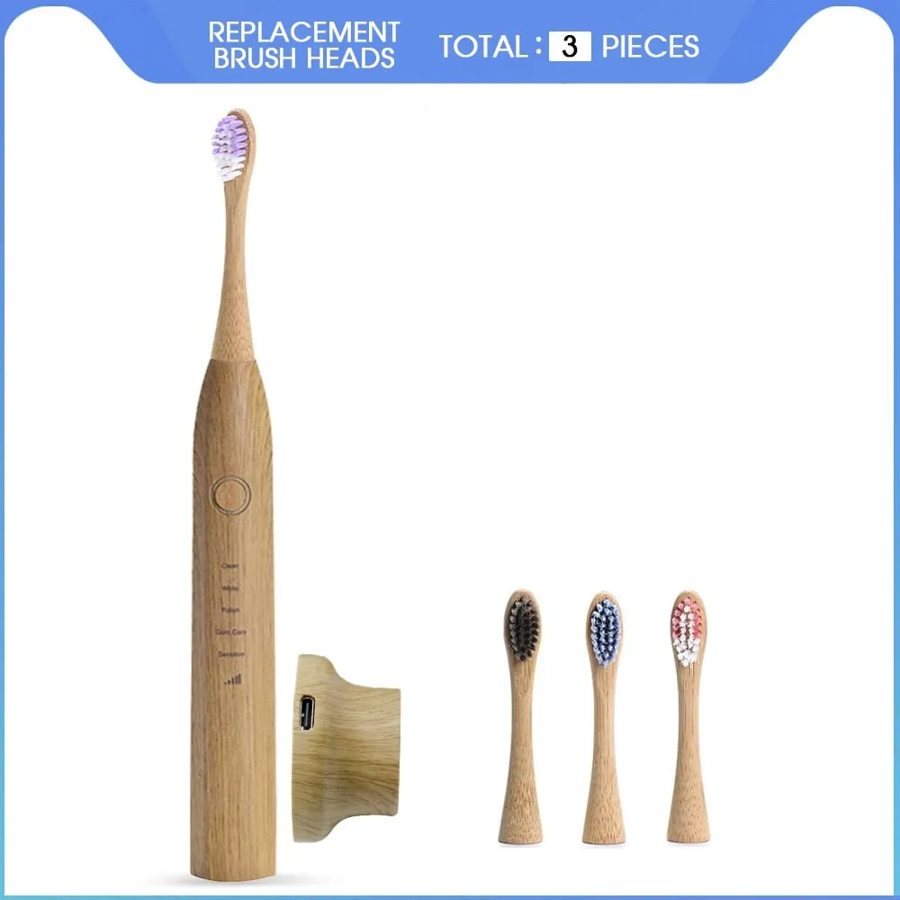 Bamboo Electric Toothbrush with Nylon Bristles (USB or wireless charging)