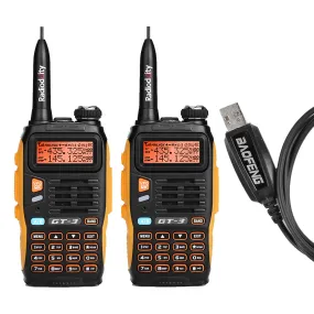 Baofeng GT-3 Mark II [2 Pack   Cable] | Dual Band | 5W | Better Antenna | Flashlight [DISCONTINUED]