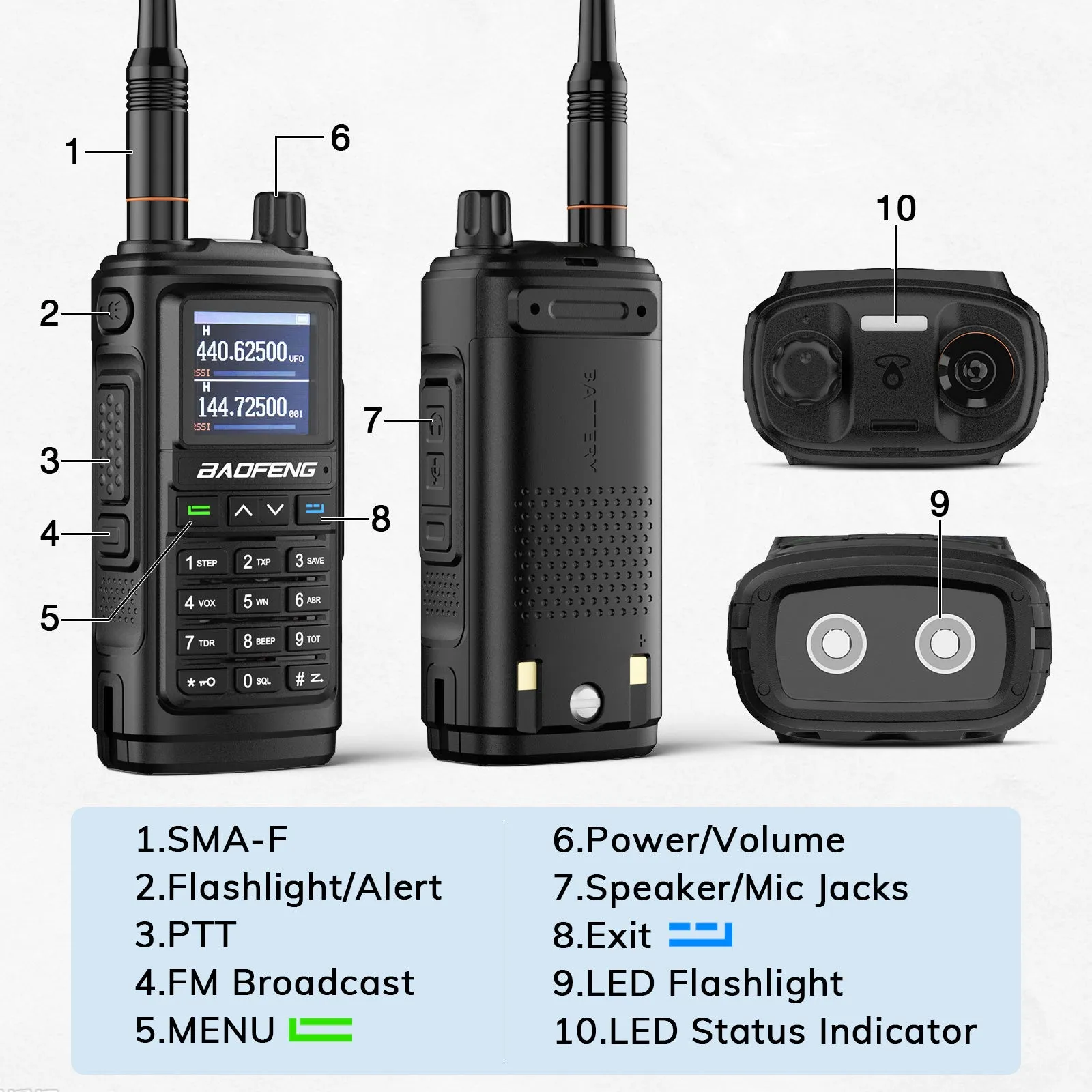 Baofeng UV-17R | Dual Band | 5W | 999 CH | Remote Frequency Copy | Color Screen | 1800mAh | NOAA FM RX