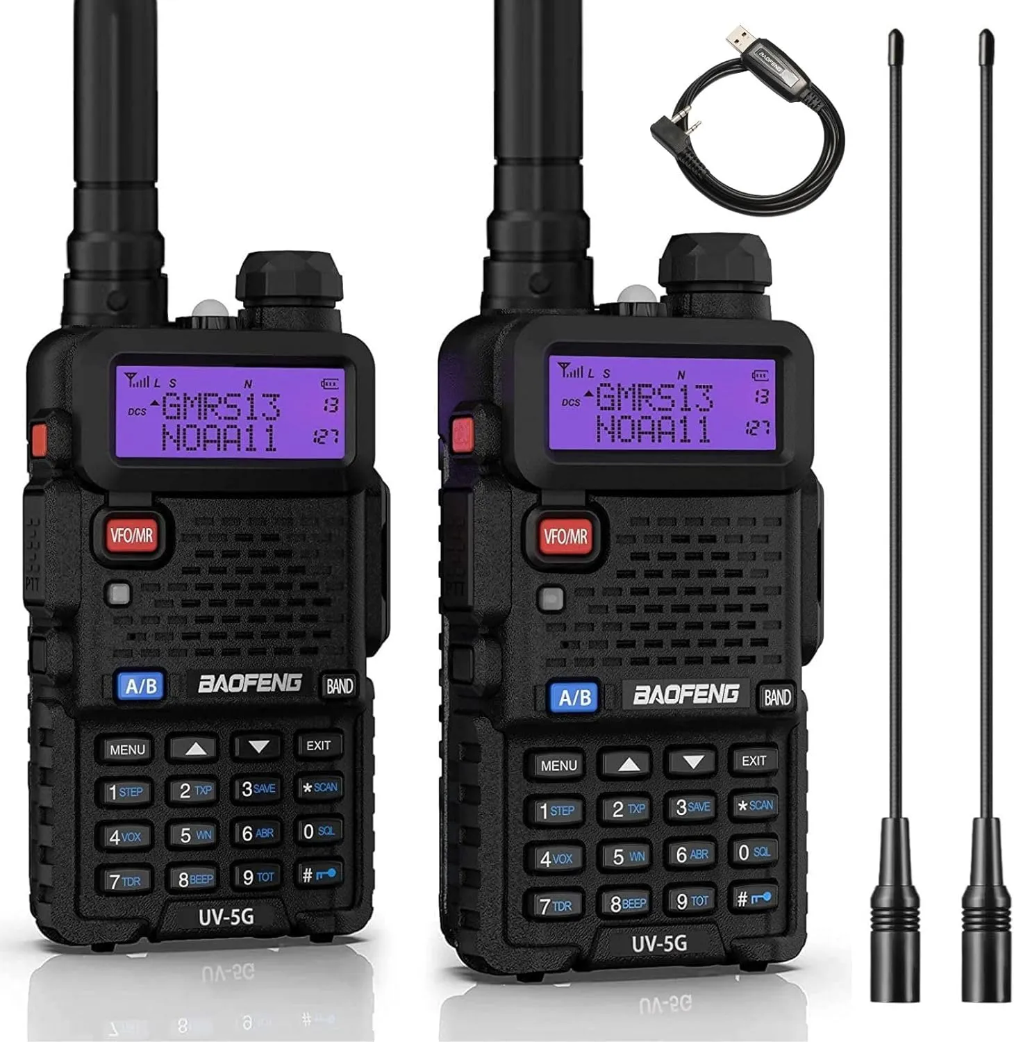 Baofeng UV-5X / UV-5G [1 Pair] GMRS Radio | 5W | Repeater Capable | NOAA Scan