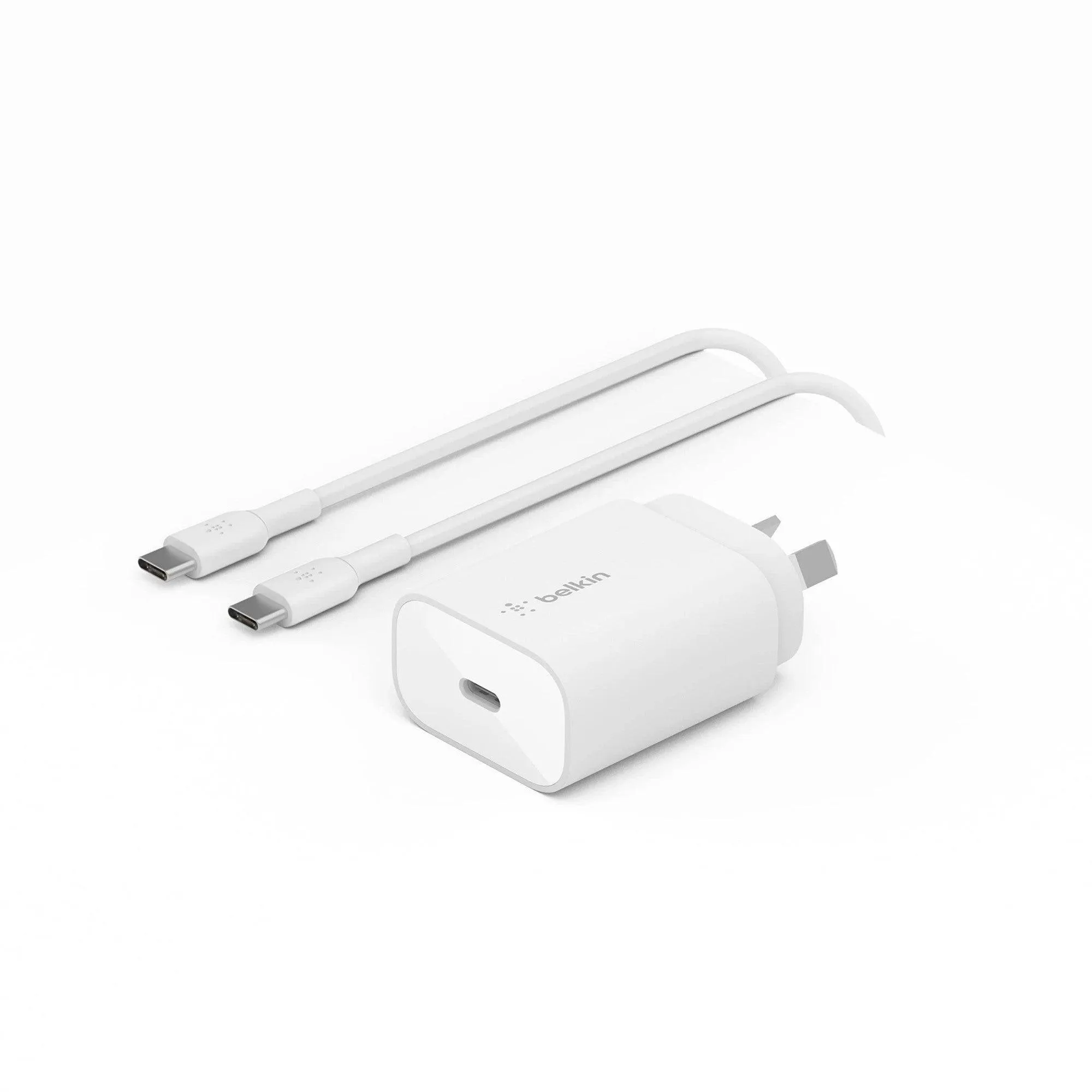 BELKIN BoostCharge USB-C PD 3.0 PPS Wall Charger 25W   USB-C Cable(1M) - White(WCA004au1MWH-B6),Dynamic power delivery,Compact,Fast & Travel Ready,2YR