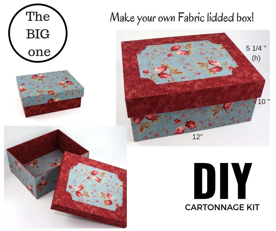 BIG Fabric lidded storage box DIY kit, cartonnage kit 162, online instructions included