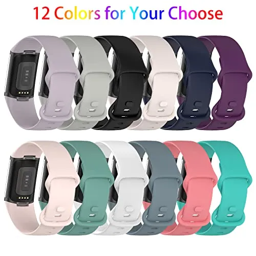 BNBIDEN [3 Pack] Sport Bands Compatible with Fitbit Charge 5 Bands Women Men, Adjustable Soft Silicone Charge 5 Wristband Strap for Fitbit Charge 5, Small