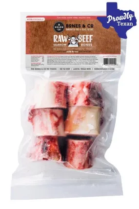 Bones and Co. Beef Marrow Bones Frozen Raw Dog Chews, 2 inch