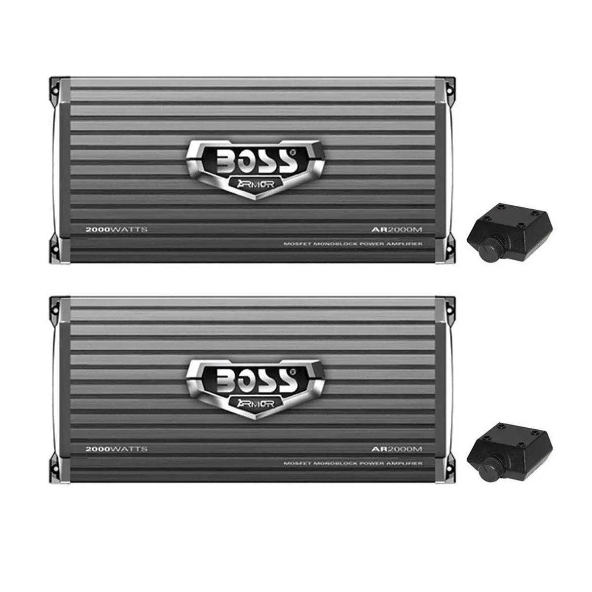 Boss Armor 2000W Monoblock A/B Amplifier Car Audio Amp   Bass Remote (2 Pack)