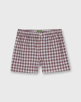 Button-Front Boxer Short in Red/White Dress Stewart Tartan Poplin