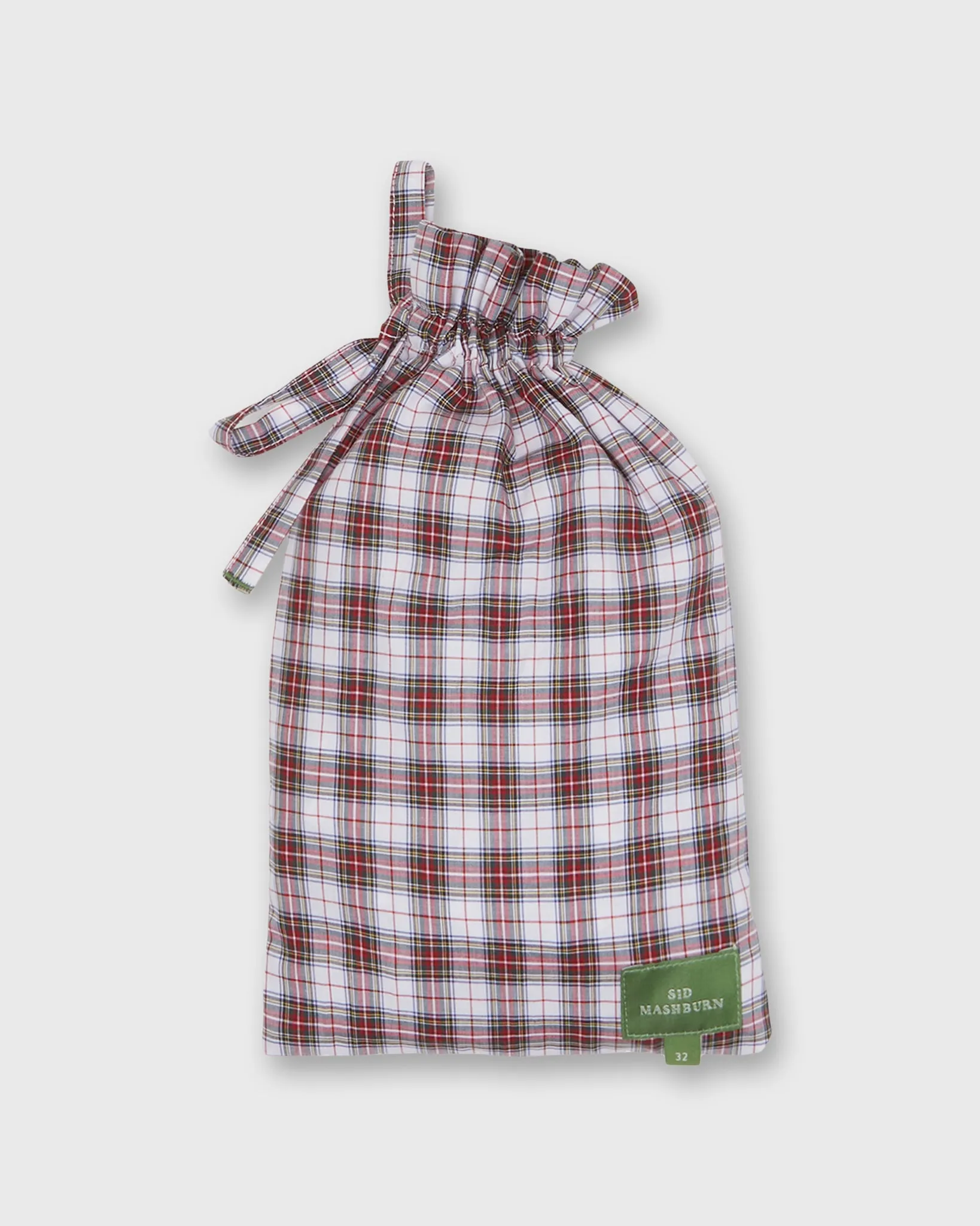 Button-Front Boxer Short in Red/White Dress Stewart Tartan Poplin