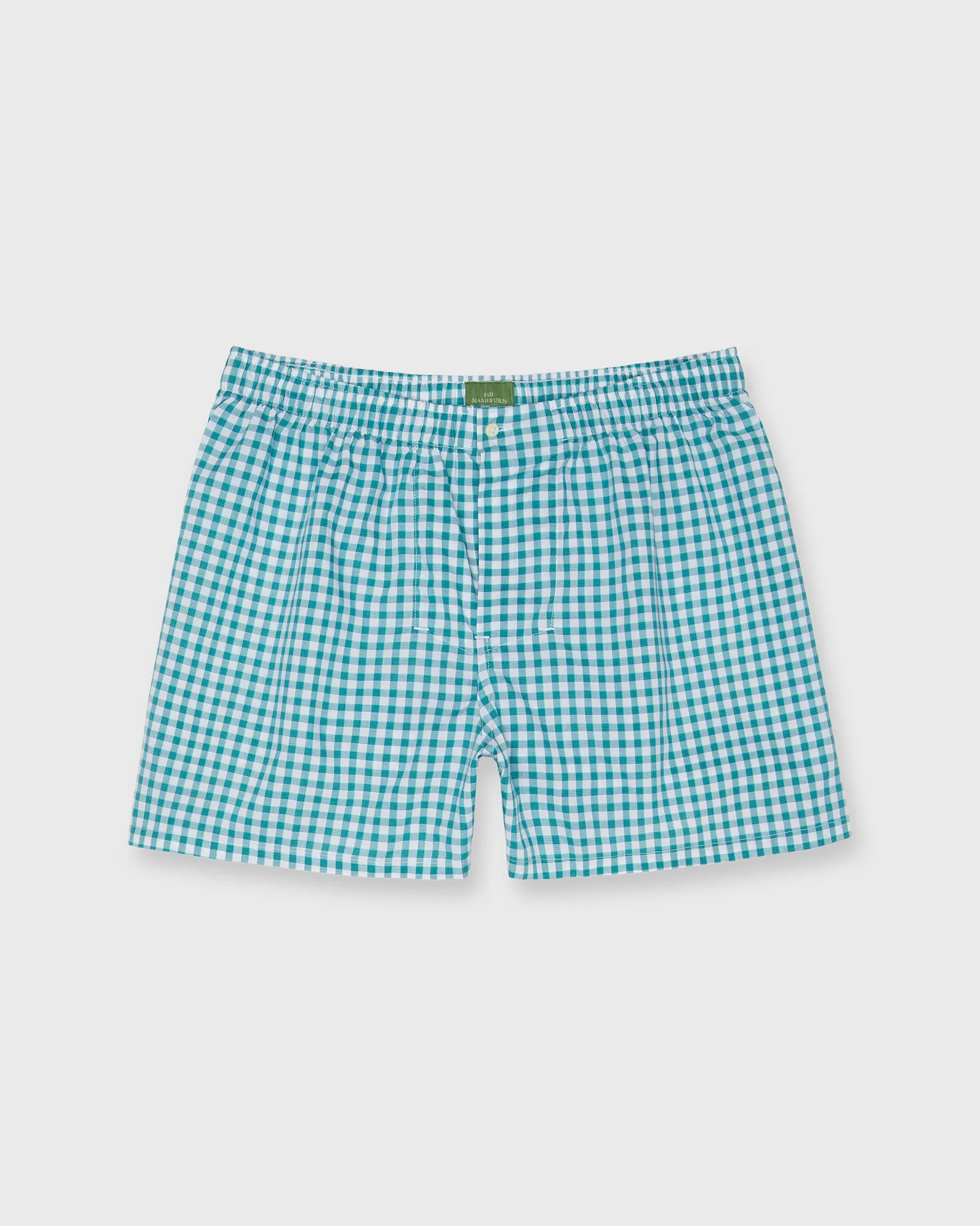 Button-Front Boxer Short in Surf/Navy Plaid Poplin