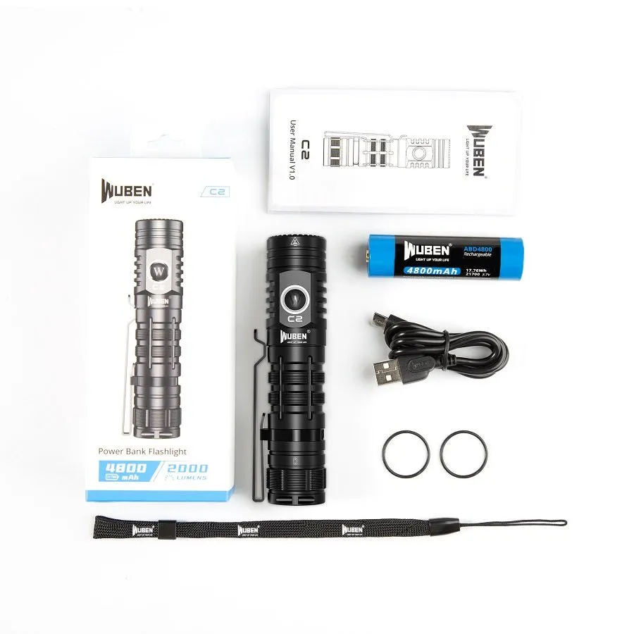 C2 2000 Lumen Power Bank Flashlight