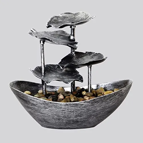 CALANDIS Relaxation Indoor Tabletop Fountain LED Light for Garden Desktop Decoration Silver