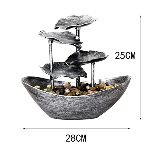 CALANDIS Relaxation Indoor Tabletop Fountain LED Light for Garden Desktop Decoration Silver