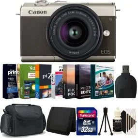 Canon EOS M200 Mirrorless Digital Camera Gold Limited Edition with 15-45mm Lens   32GB Accessory Kit