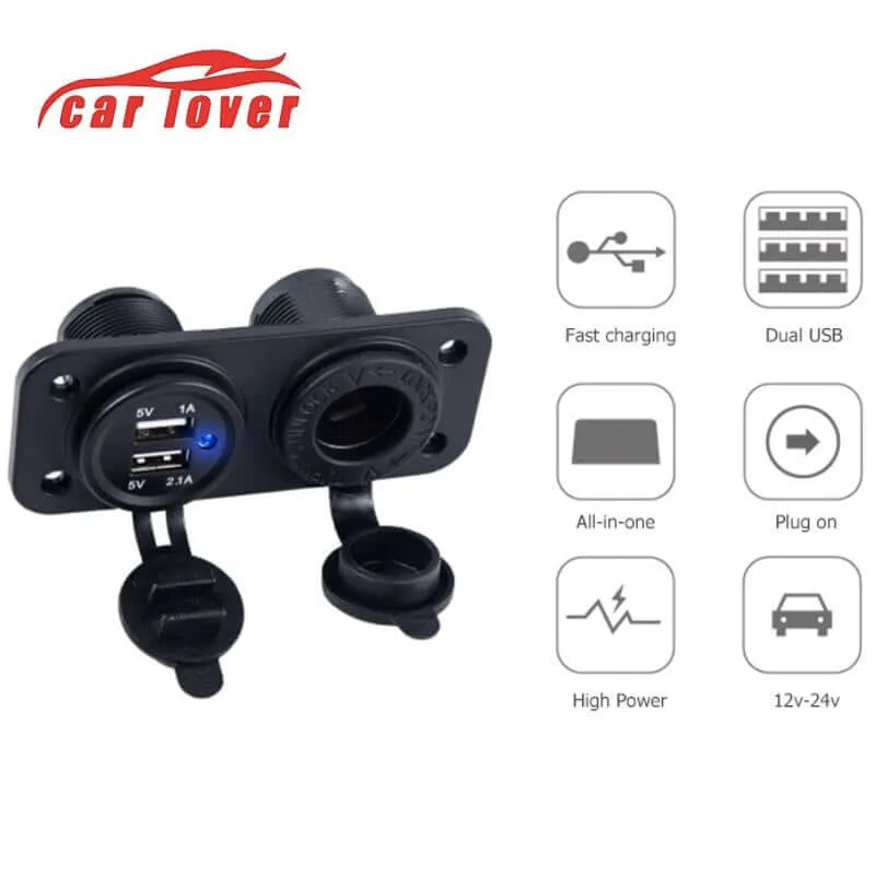 Car Plug Lighter Socket Usb Ports 12V