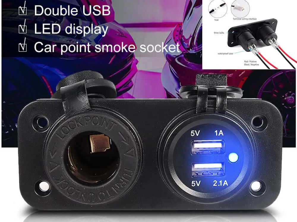 Car Plug Lighter Socket Usb Ports 12V